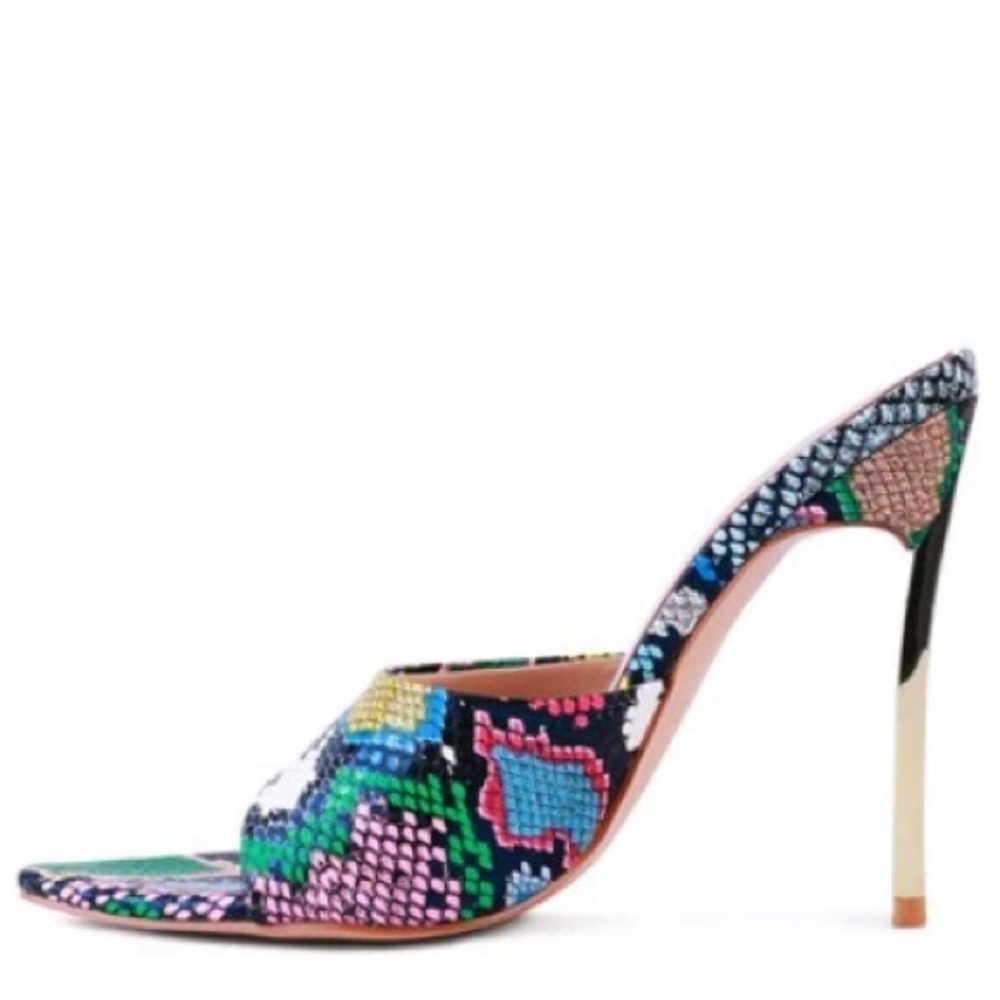 London Rag Bottoms Up Slip On Stiletto Heels Multicolor Snakeskin 7.5 New 